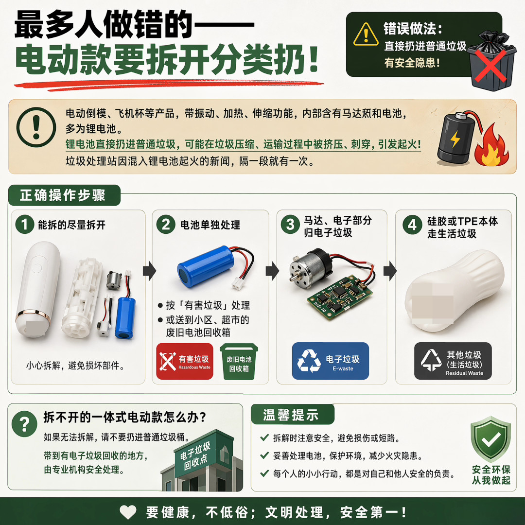信息图：电动飞机杯要拆开分类，锂电池按有害垃圾单独处理，避免起火隐患