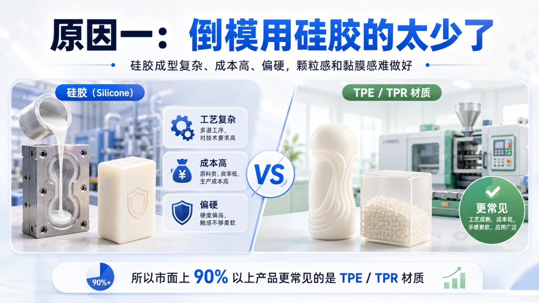 原因一图表:倒模产品使用硅胶材质的太少